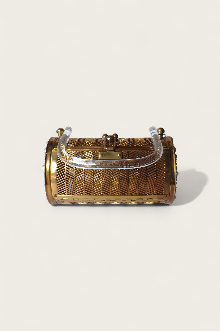 50's Dorset Rex Herringbone and Pearl Purse