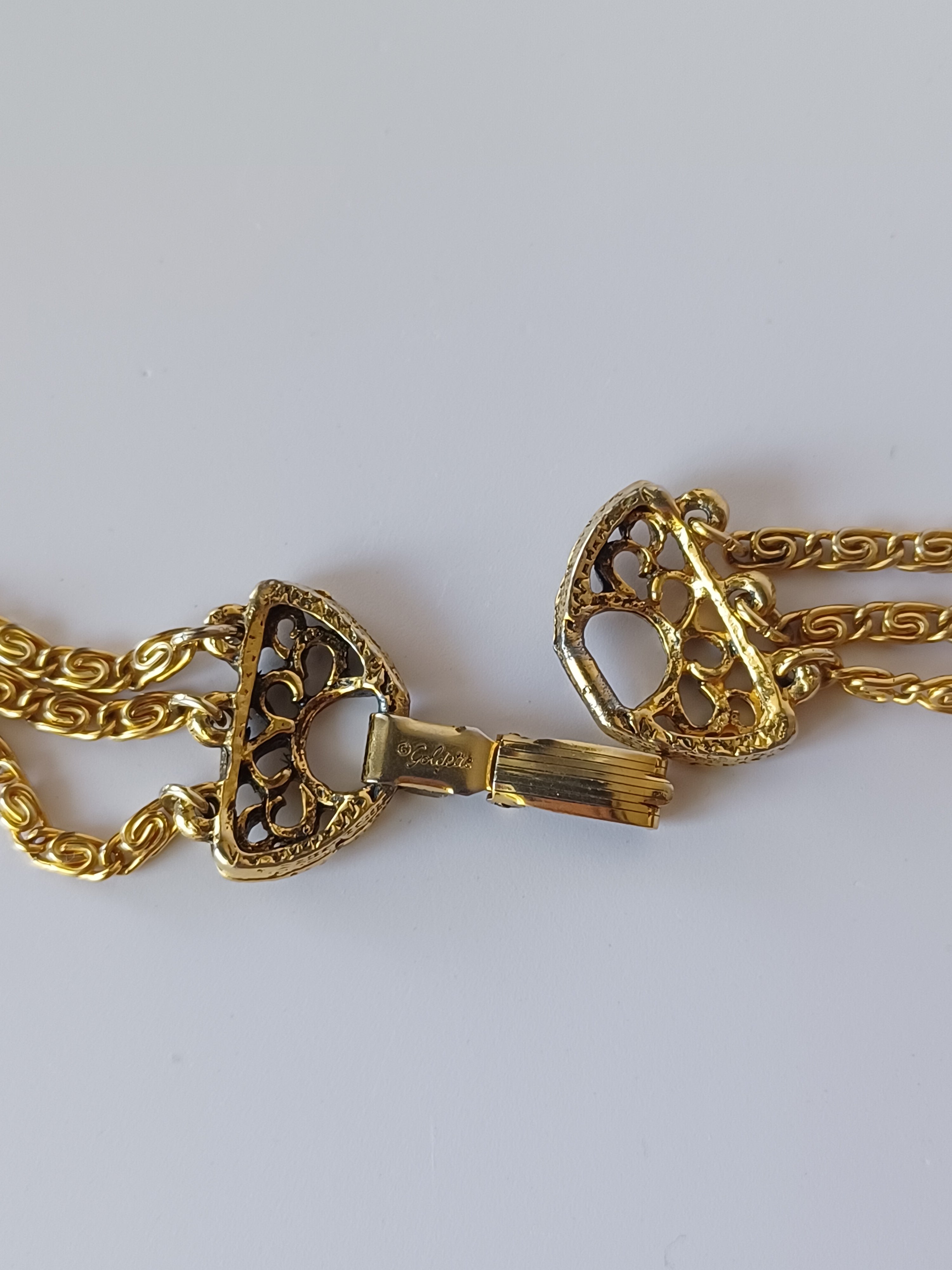 60/70's Goldette Amber Cameo Stacked Necklace
