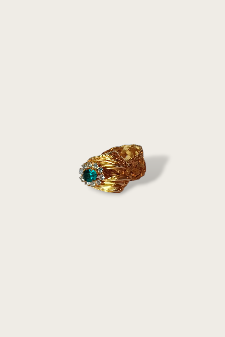 Vintage Emerald Woven Ring