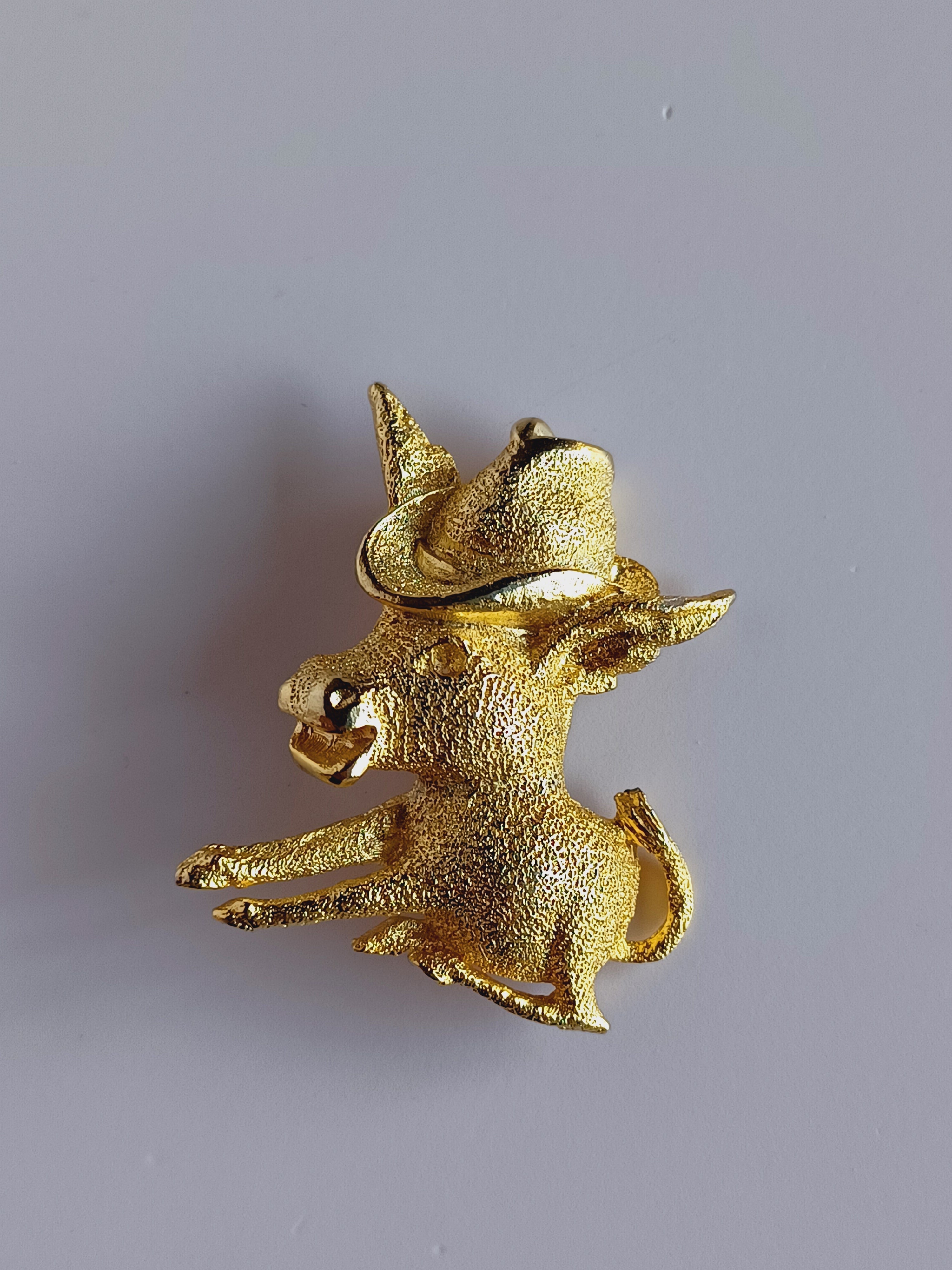 Vintage Cowboy Donkey Brooch