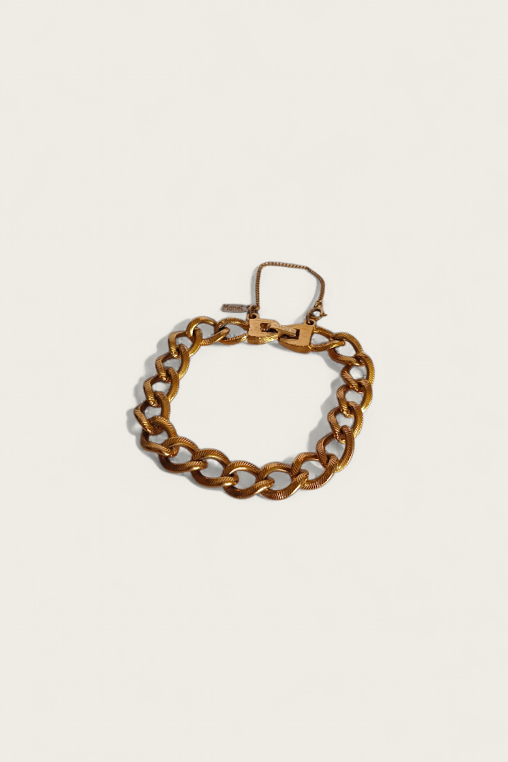70's/80's Monet Textured Link Chain Bracelet