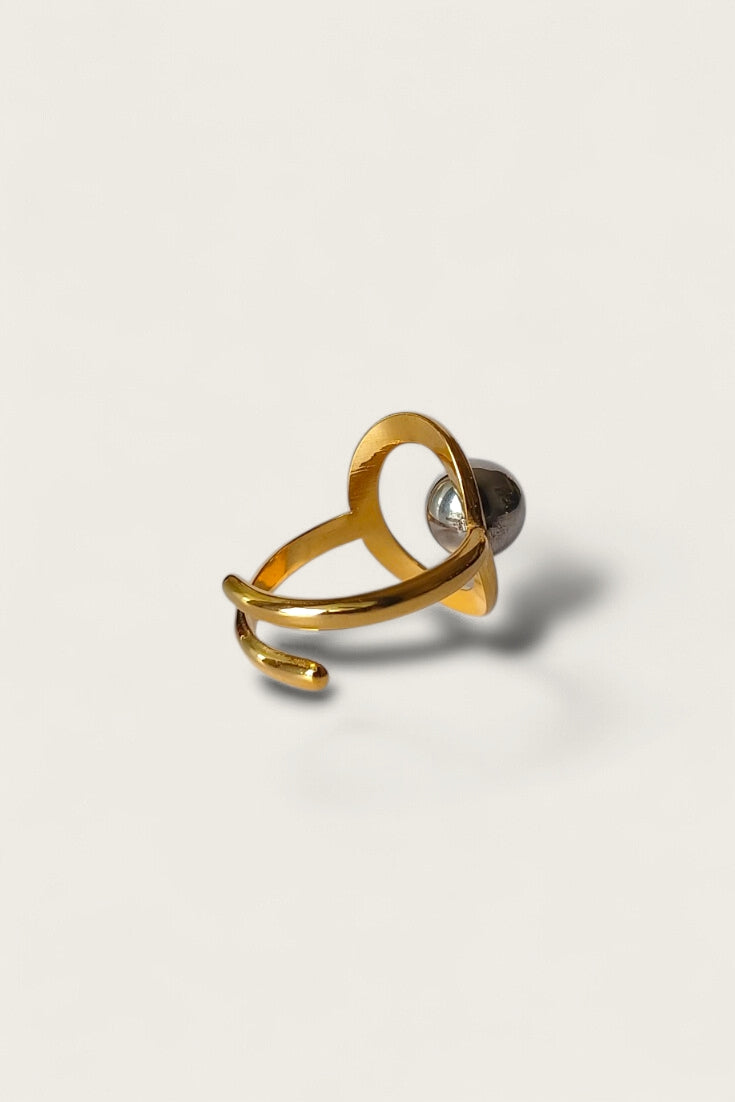 Abstract Oval Hoop Ring