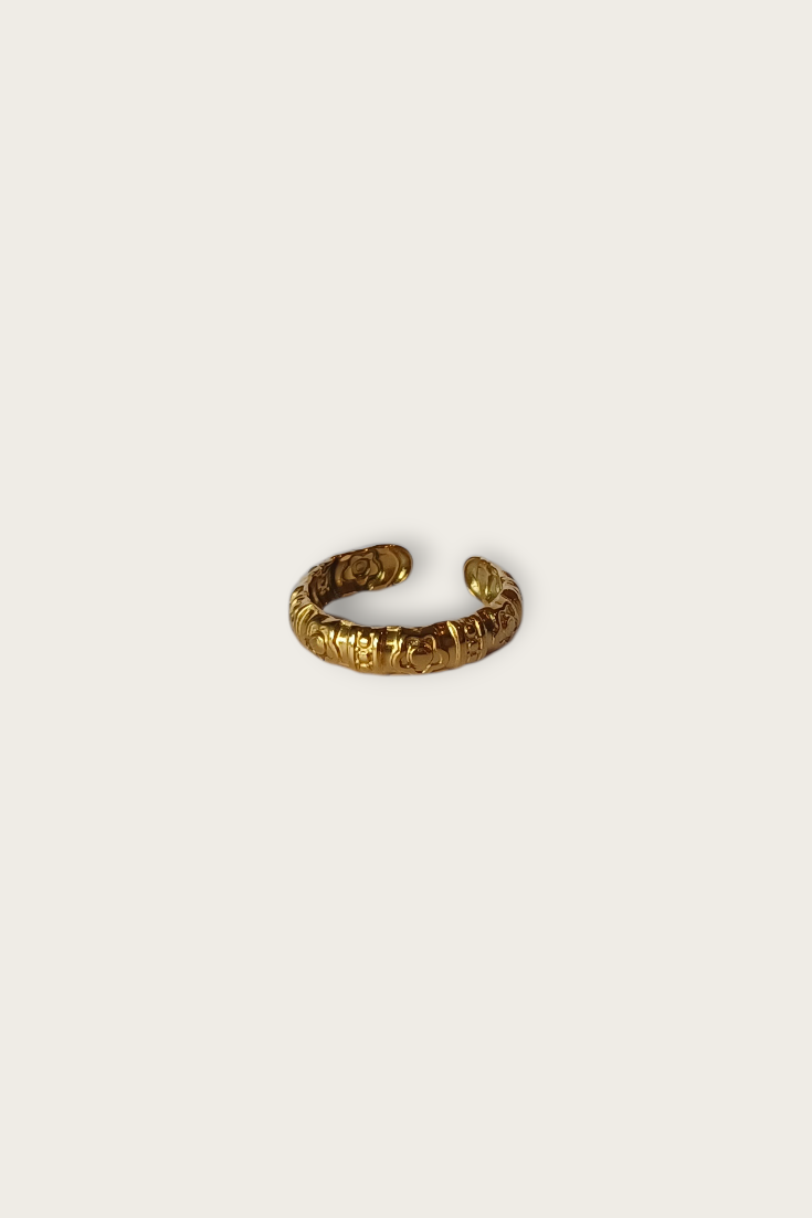 Floral Textured Cuff Ring