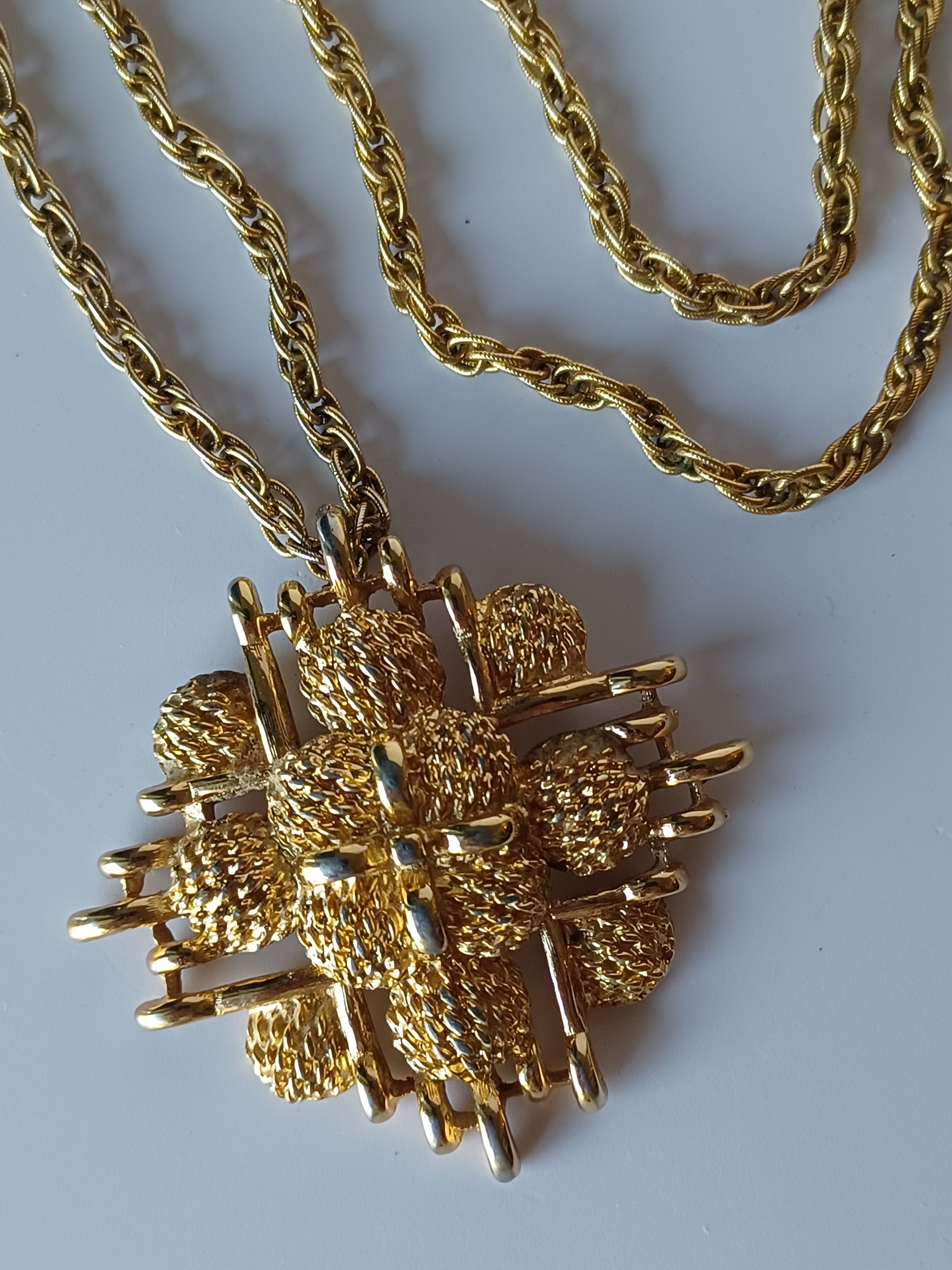 Vintage Monet Woven Medallion Necklace