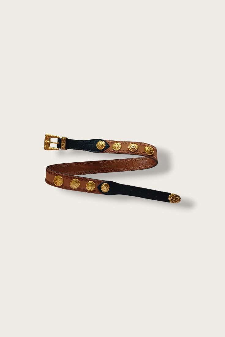 80's Italian Medallion Leather Belt