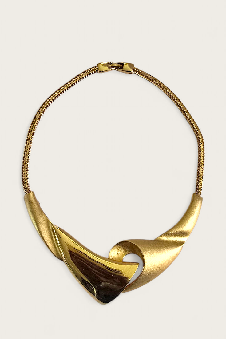 Vintage 80s Sculptural Wave Necklace