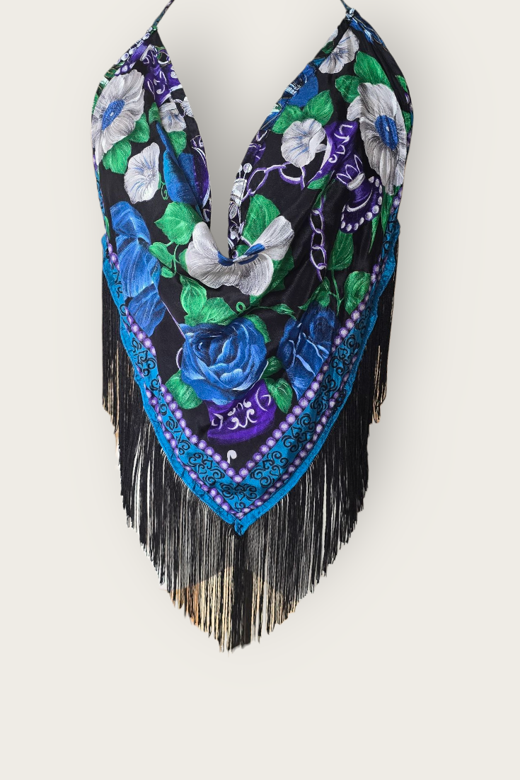 Tina Fringe Silk Scarf Top