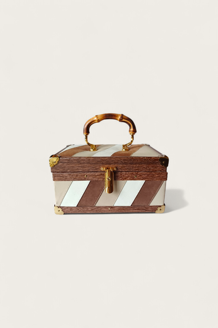 50/60's Suede Wooden Handbag
