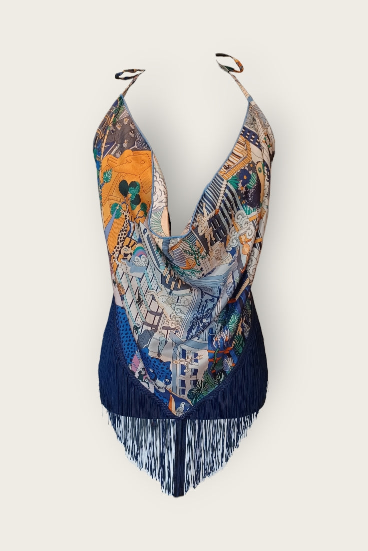 Tina Fringe Silk Scarf Top