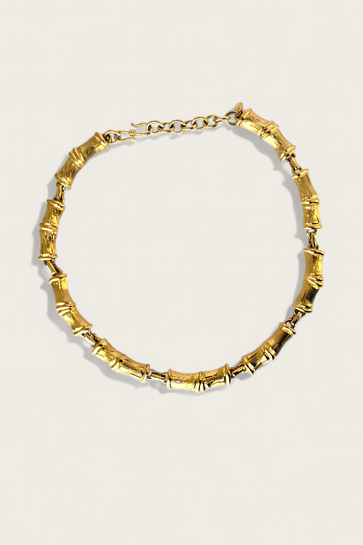 70's Monet Bamboo Linked Bar Necklace