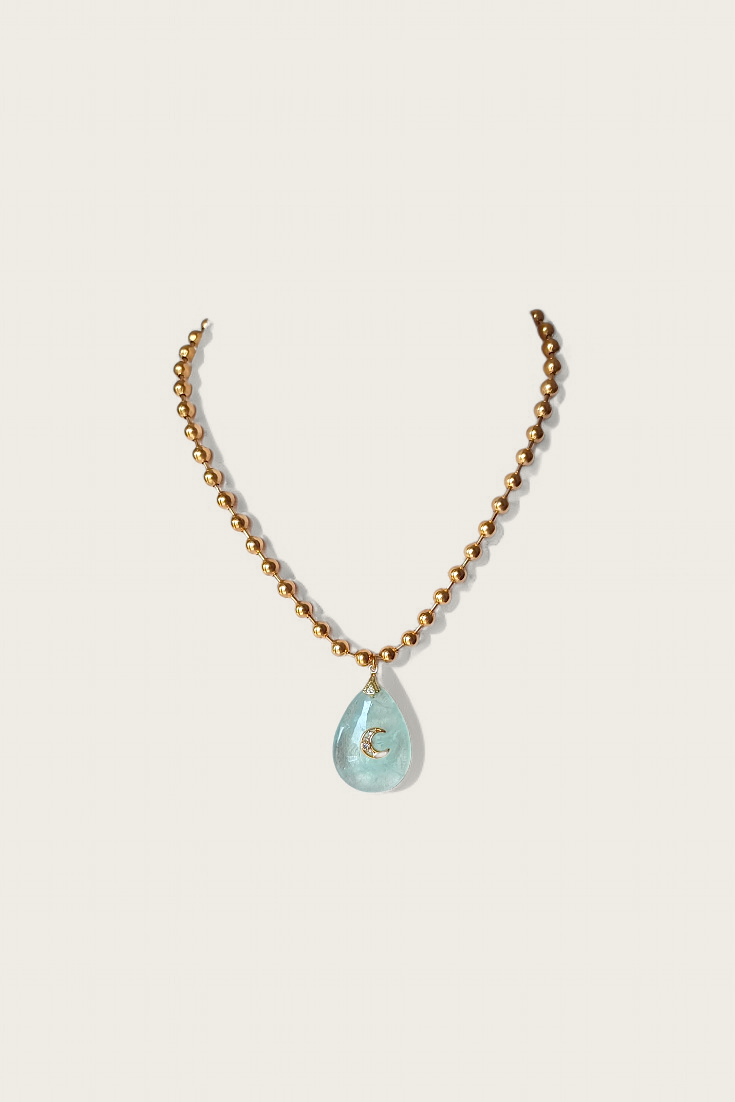 Vintage Moon Flourite Pendant Necklace