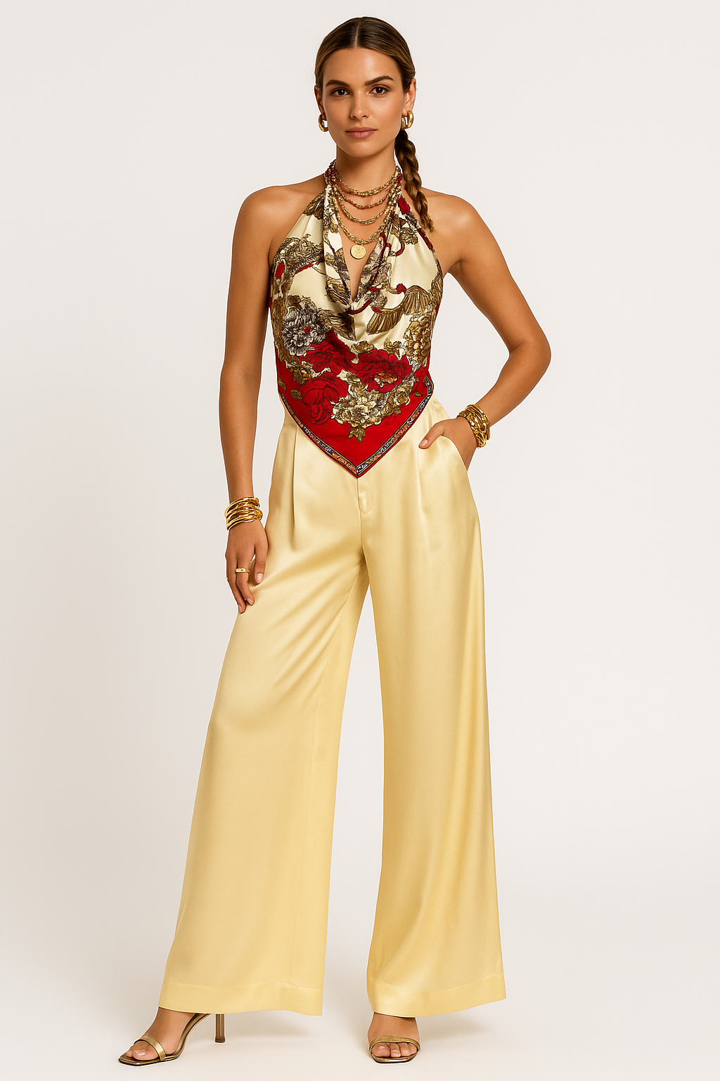 Tina Fringe Silk Scarf Top