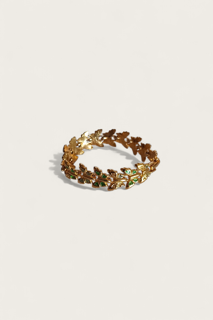 50's Monet Green Gemmed Butterfly Bracelet