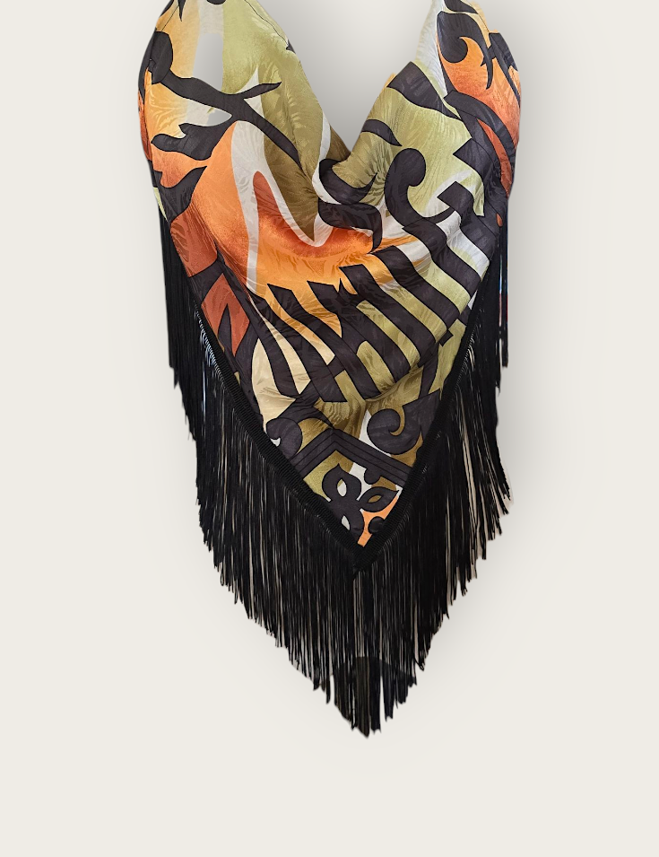 Tina Fringe Silk Scarf Top