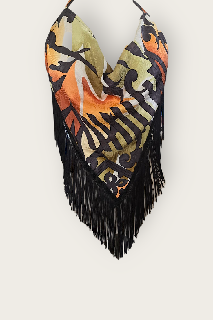 Tina Fringe Silk Scarf Top