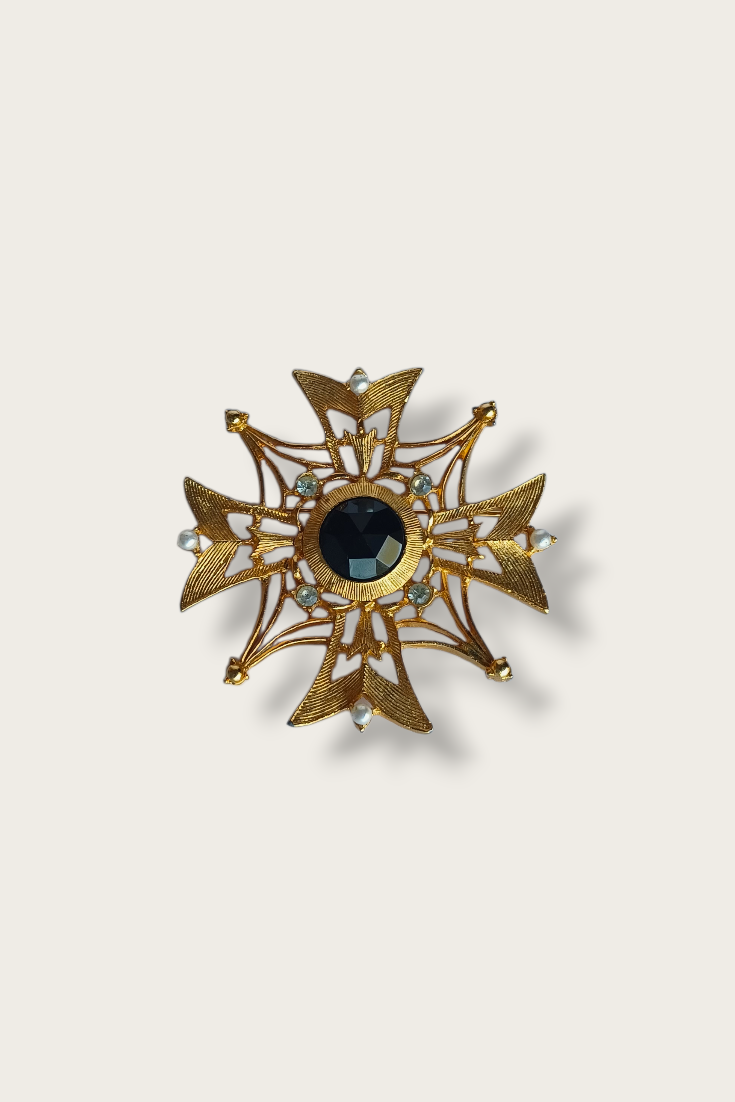 80's Maltese Cross Brooch