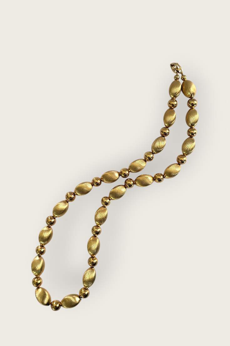 Vintage Napier Brushed Gold Chunky Beaded Necklace