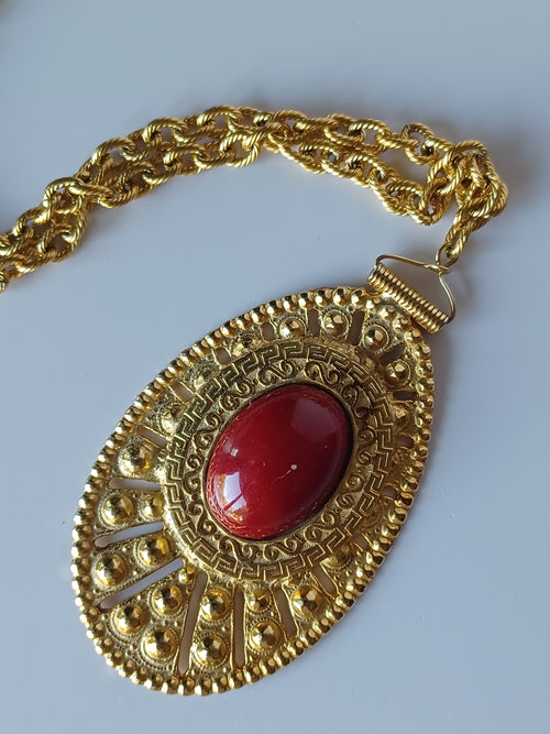 50's Etruscan Pendant Necklace
