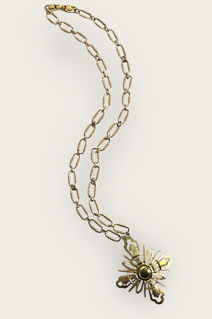 Vintage Monet 70s Radiant Cross Necklace