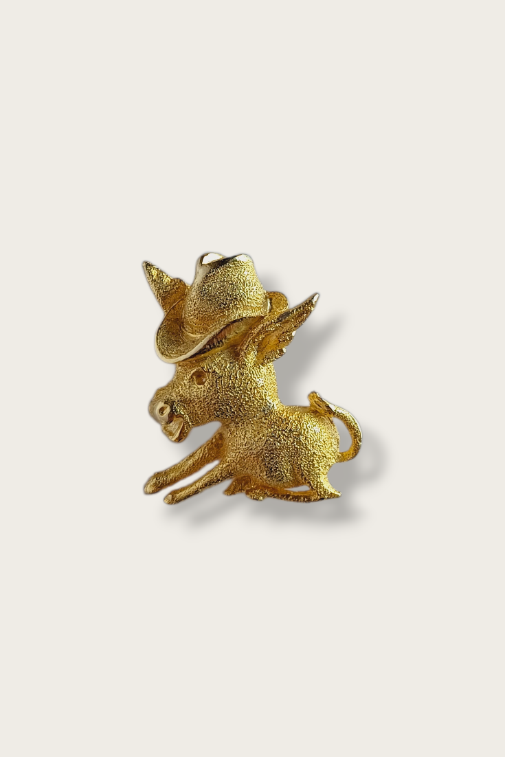 Vintage Cowboy Donkey Brooch
