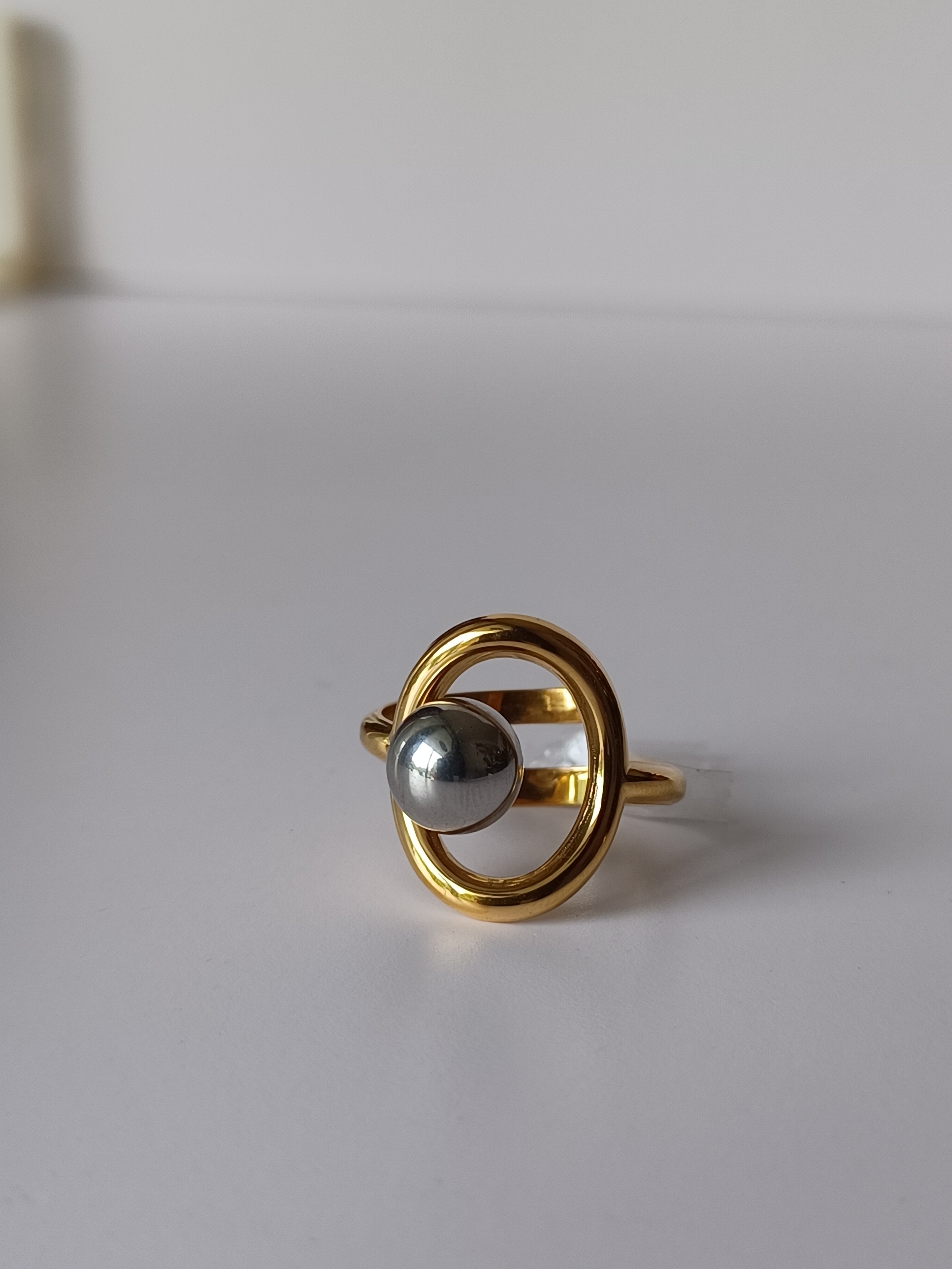 Abstract Oval Hoop Ring