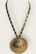 Vintage Monet 70s Chunky Greek Key Medallion Necklace