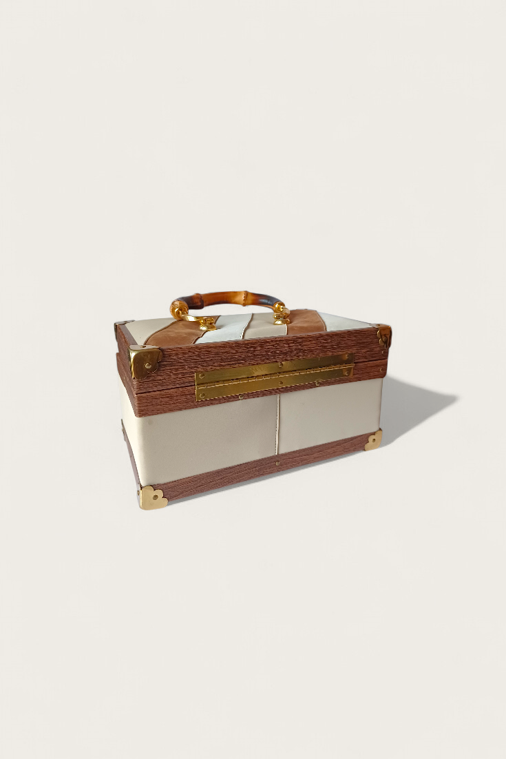 50/60's Suede Wooden Handbag