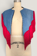 Sandra Reversible Shoulder Cape Denim/Paisley
