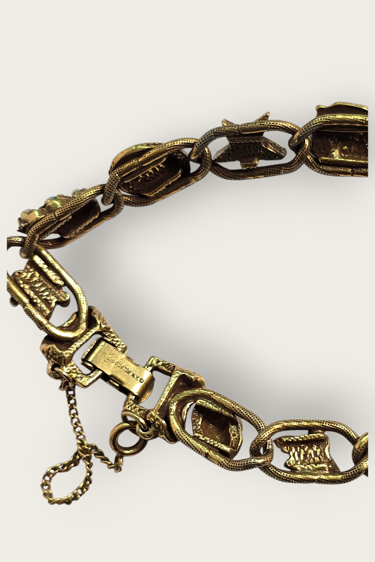 Vintage Goldette 50's/60s Etruscan Linked Charm Bracelet