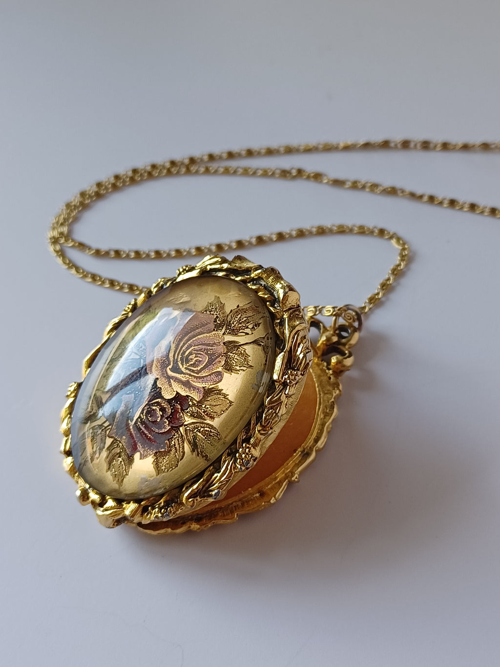 60/70's Floral Perfume Locket Necklace