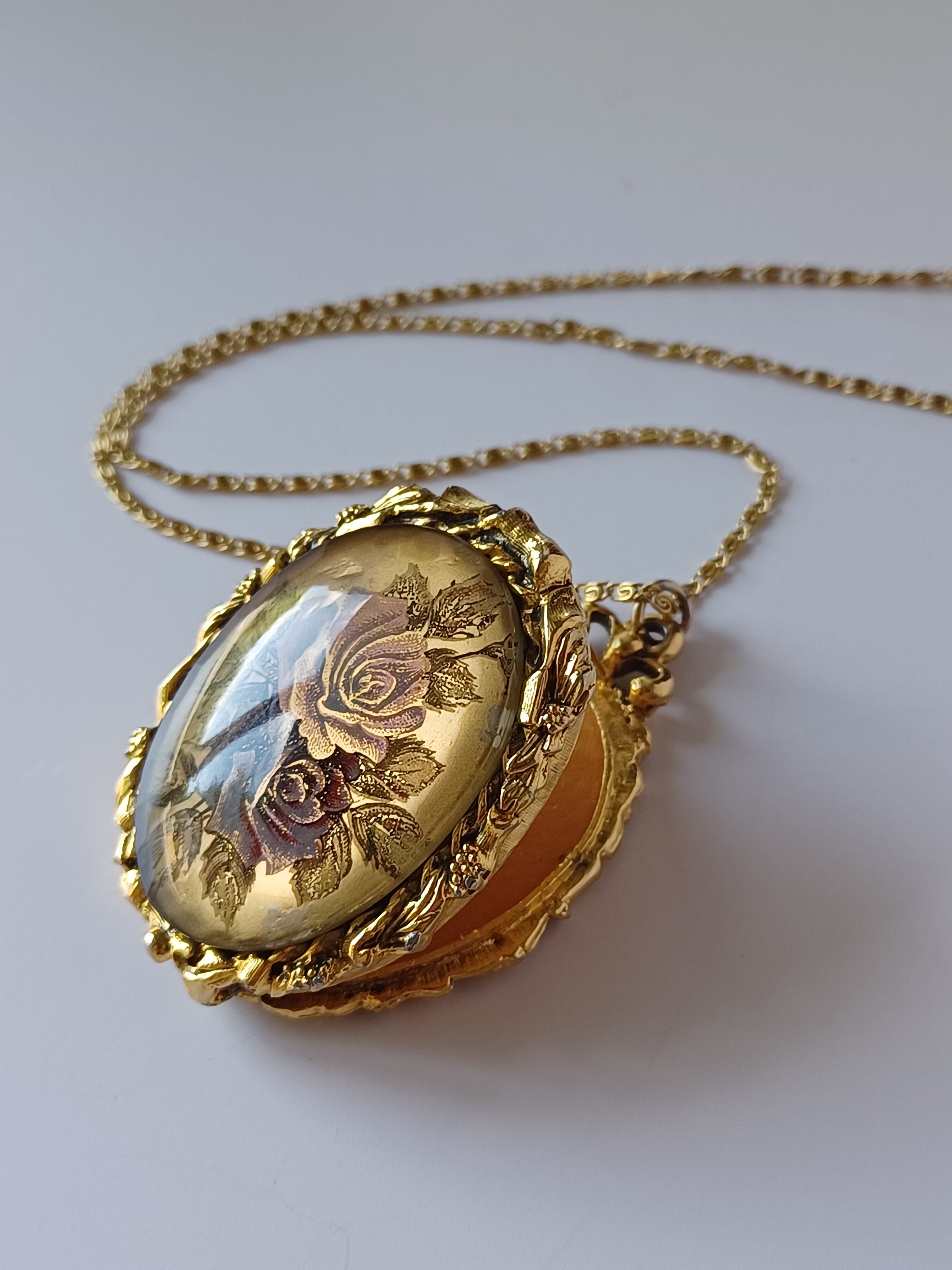 60/70's Floral Perfume Locket Necklace