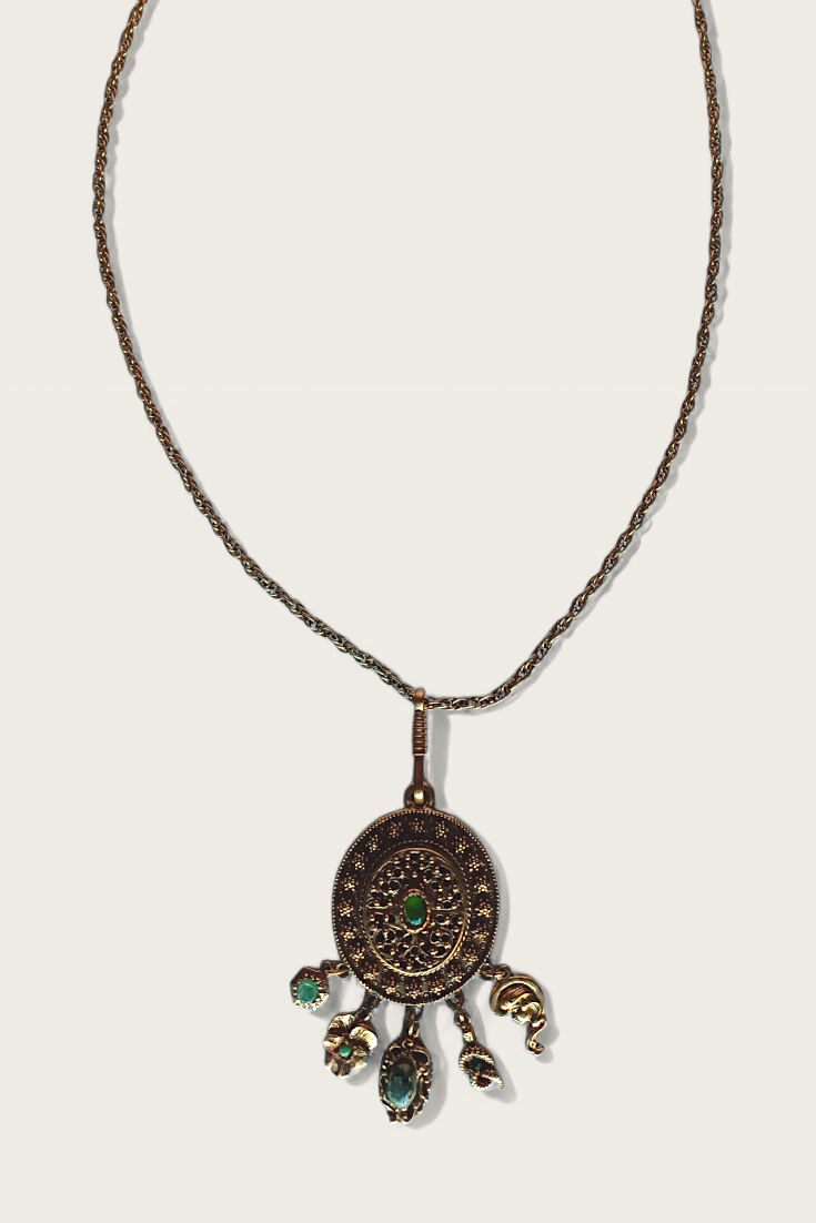 50s Etruscan Oval Charm Necklace