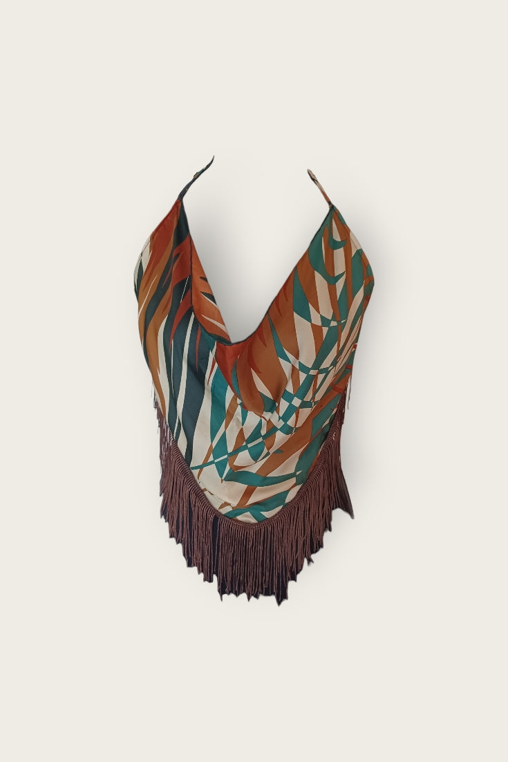 Tina Fringe Silk Scarf Top