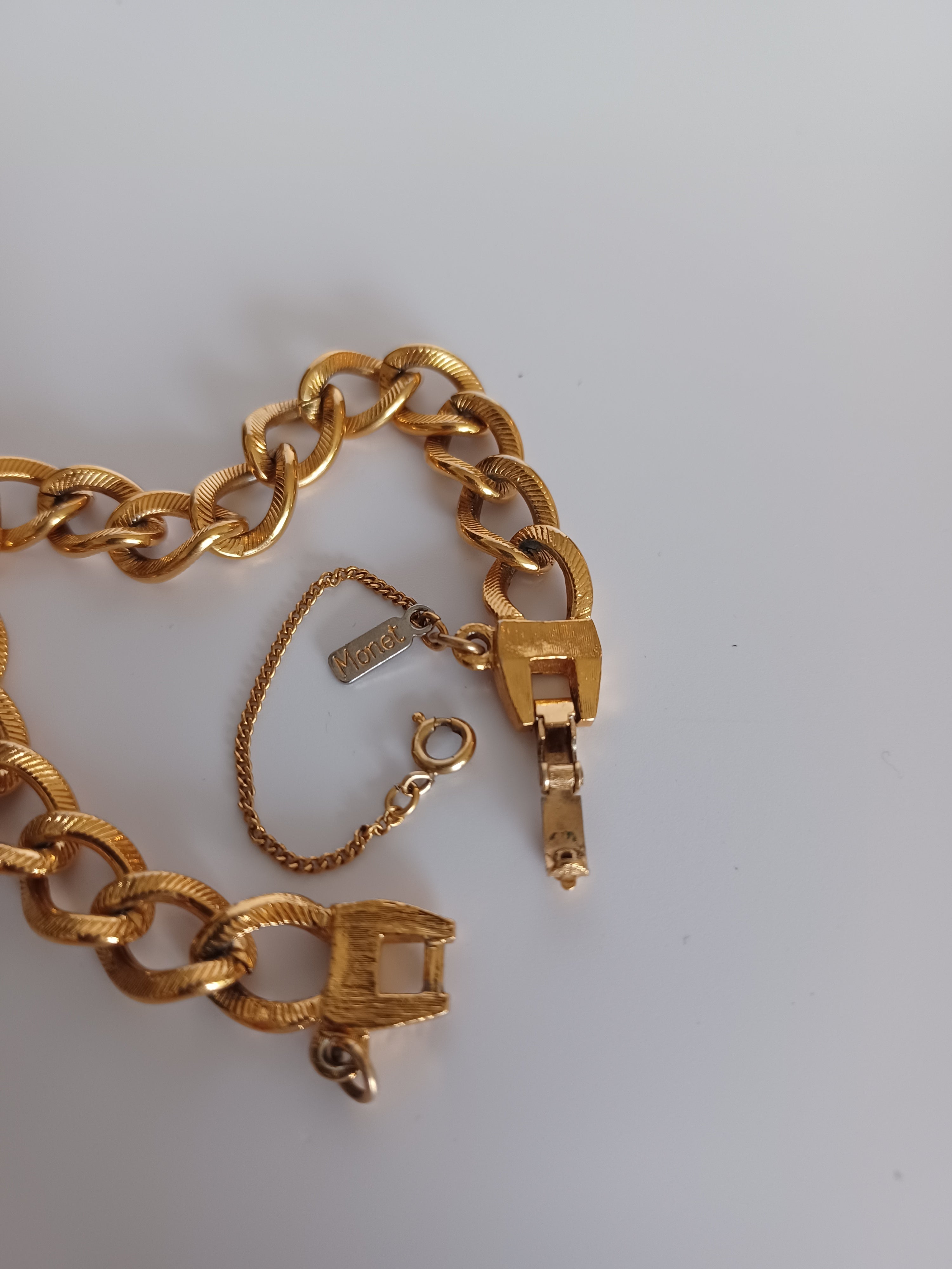 70's/80's Monet Textured Link Chain Bracelet