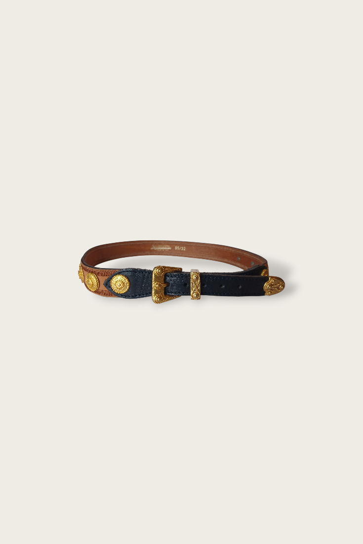 80's Italian Medallion Leather Belt