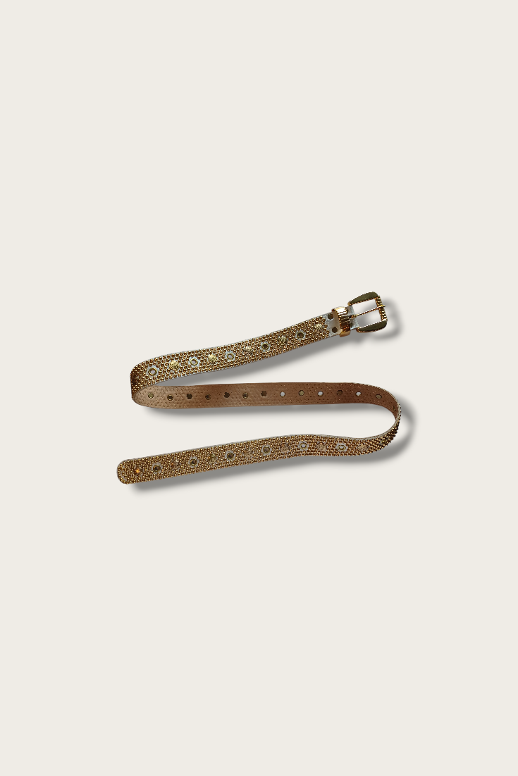 Vintage Studded Medallion Leather Belt