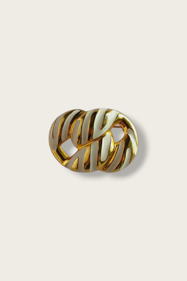 80's/90's White Enamel Knot Brooch