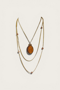 60/70's Goldette Amber Cameo Stacked Necklace