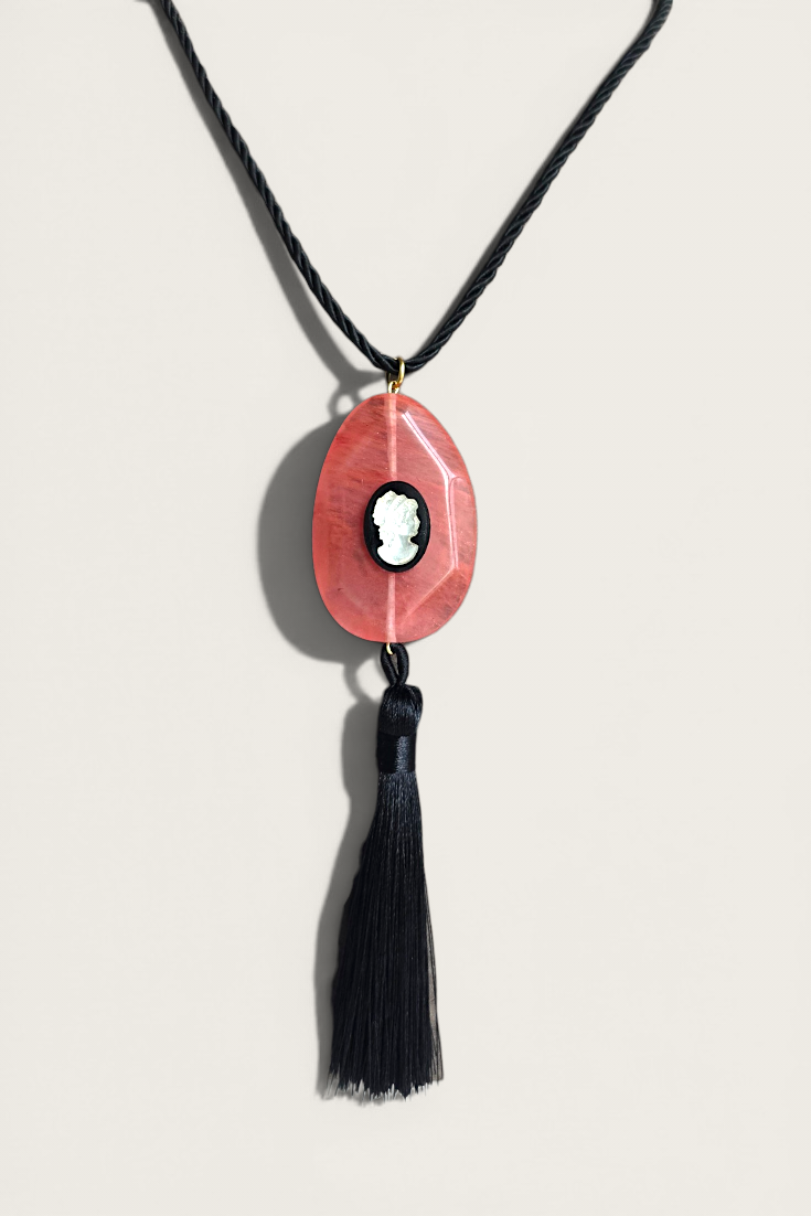 Camie Cherry Quartz Tassel Necklace