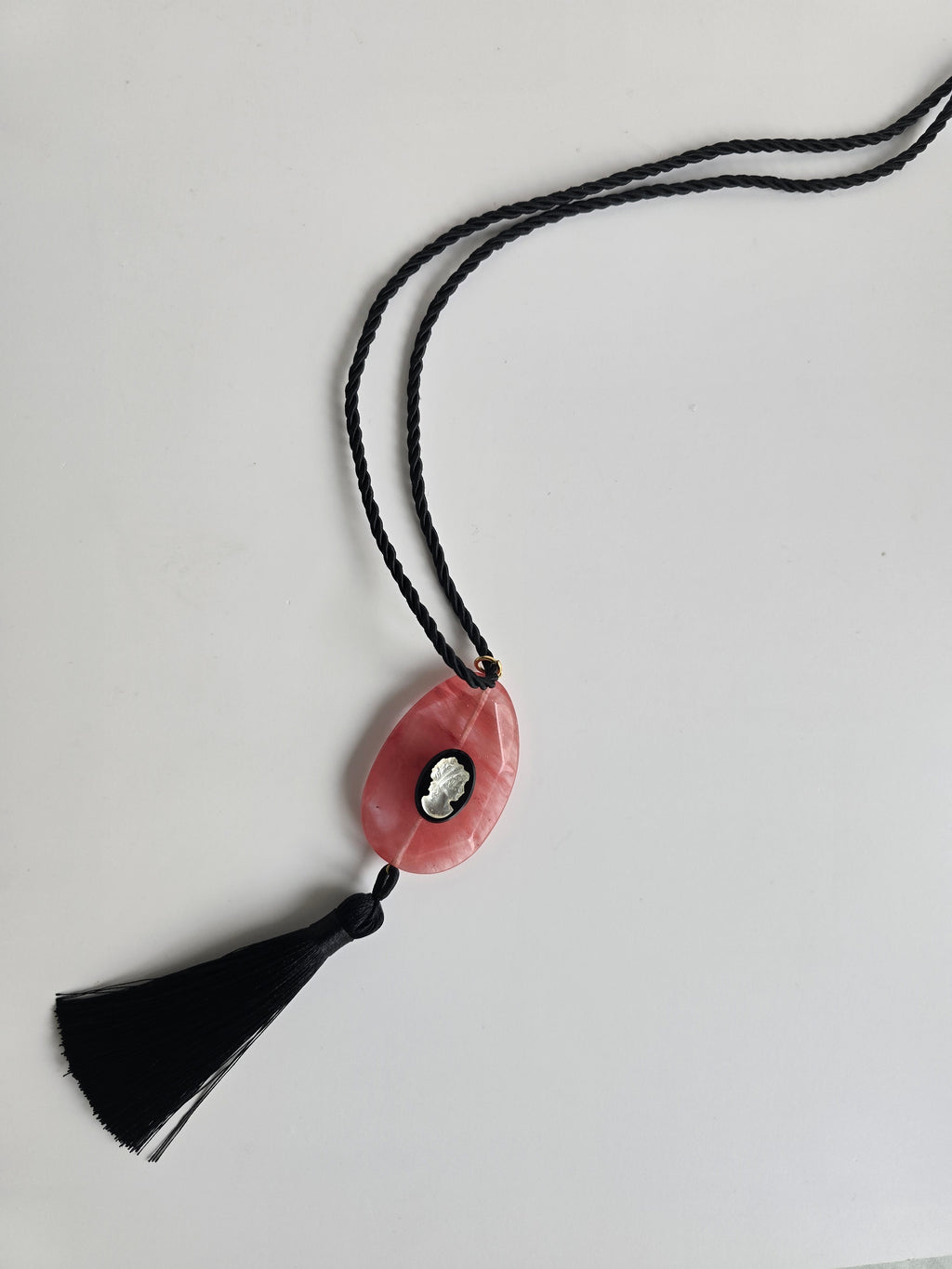 Camie Cherry Quartz Tassel Necklace