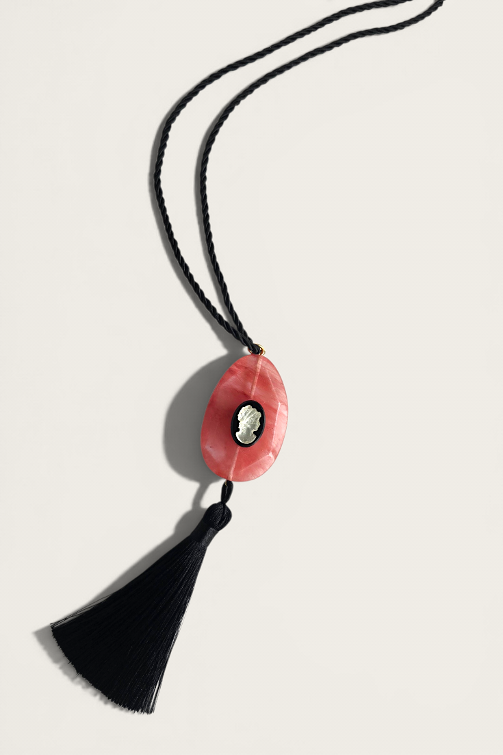 Camie Cherry Quartz Tassel Necklace