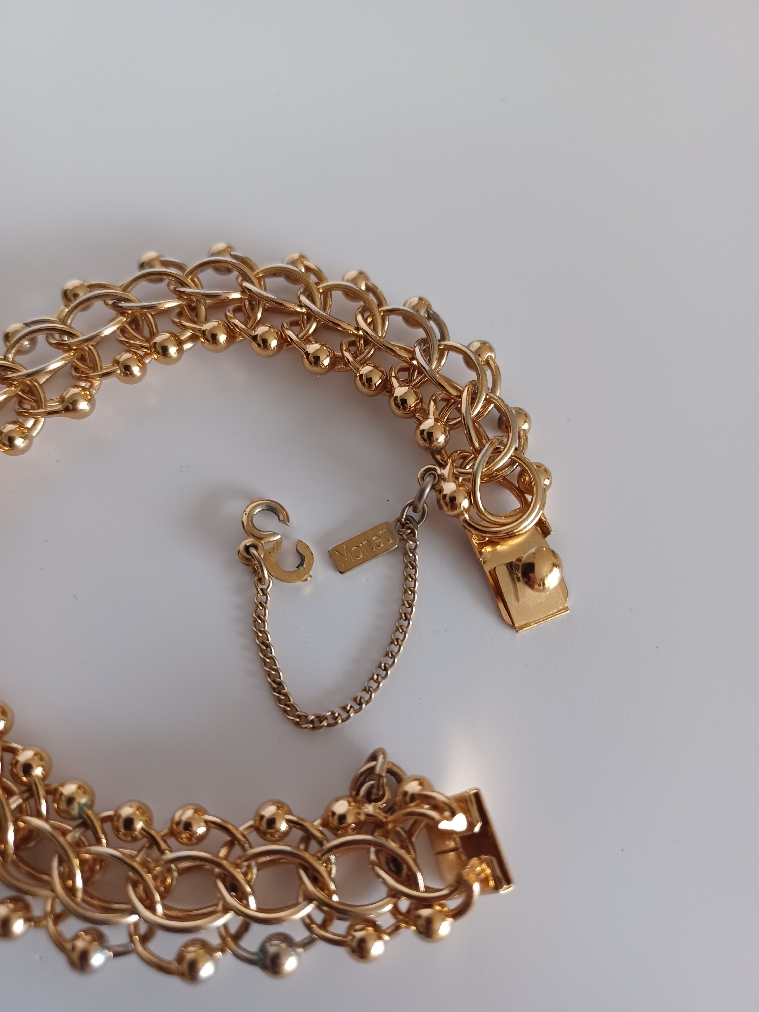 80's Monet Double Ball Linked Bracelet