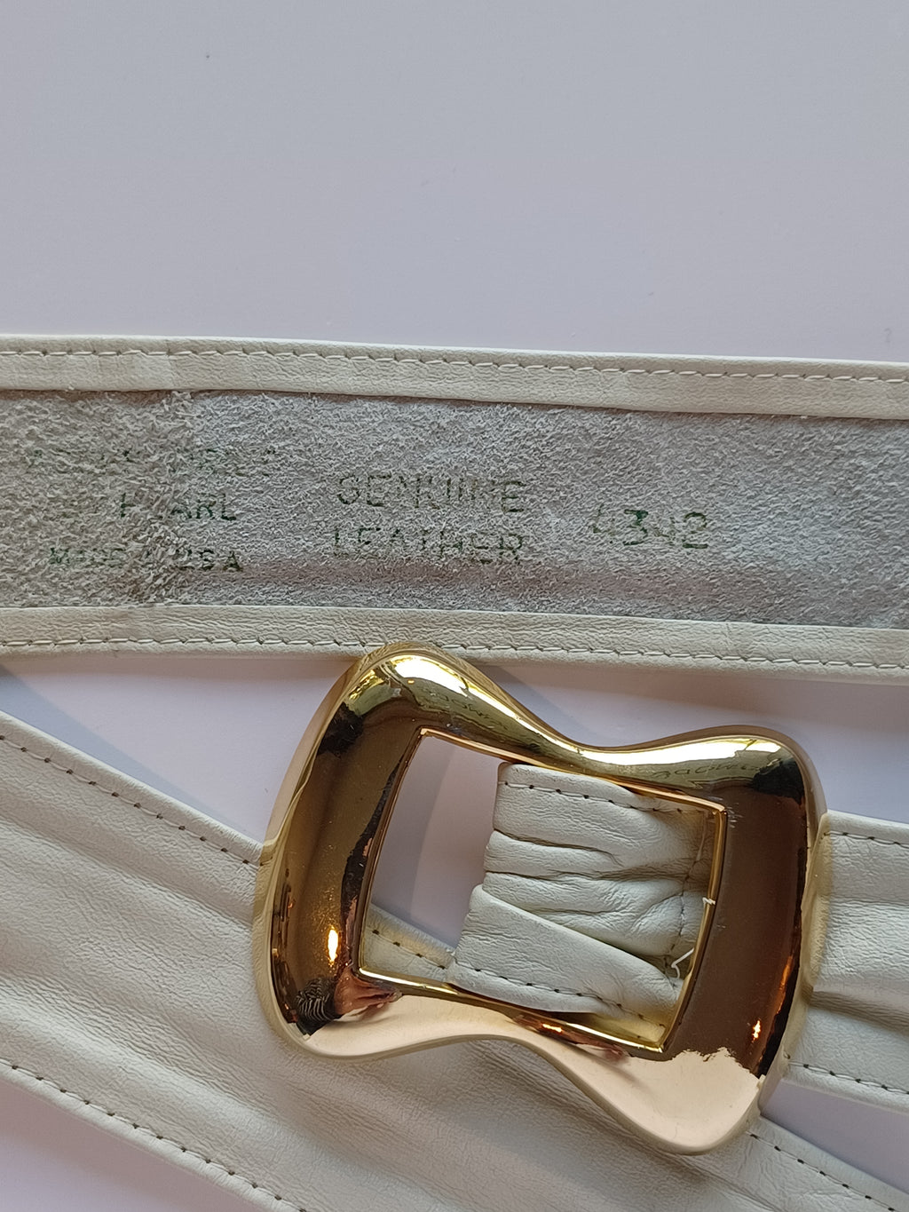 80's White Leather Strap Belt