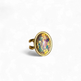 Vintage Large Fire Opal Glass Ring