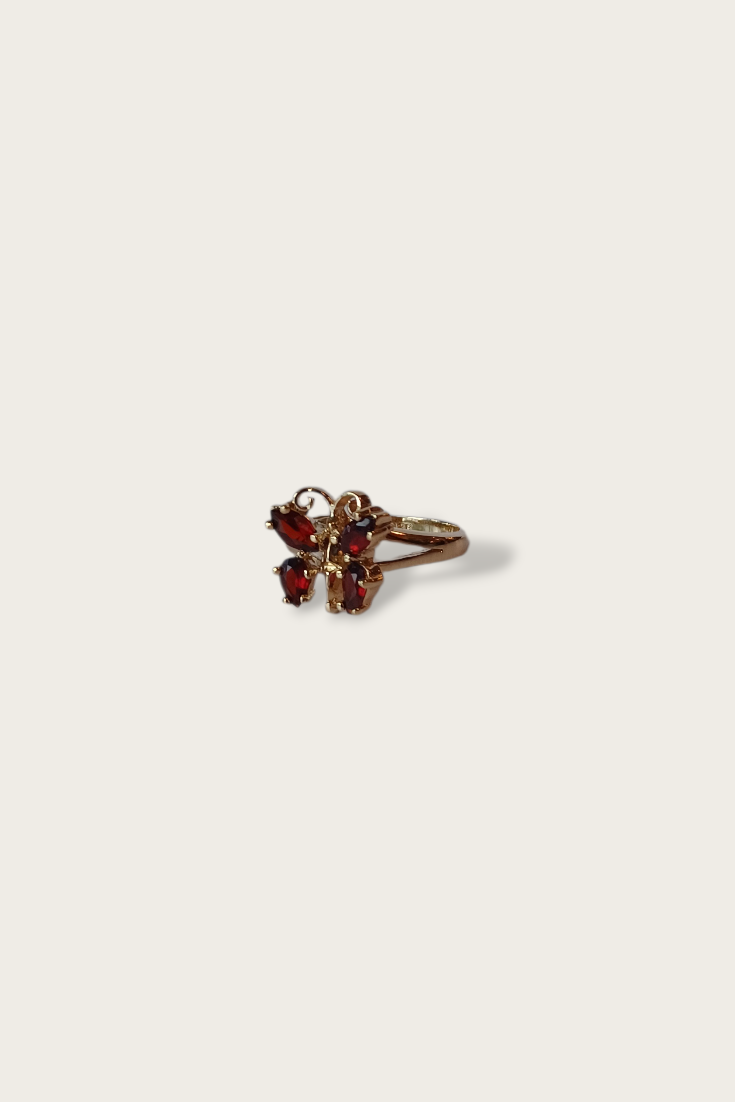 60's/70's Red Garnet Butterfly Ring