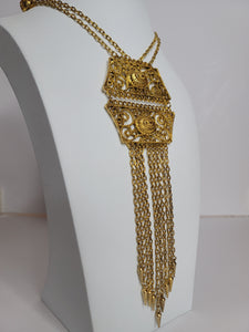 60's/70's Gold -Tone Ornate Fringe Tassel Necklace