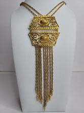 Load image into Gallery viewer, 60&#39;s/70&#39;s Gold -Tone Ornate Fringe Tassel Necklace