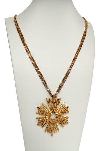60's Gold -Tone Starburst Pendant Necklace