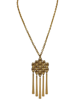 Load image into Gallery viewer, 70&#39;s Gold -Tone Geometric Fringe Pendant Necklace