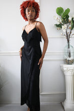 Load image into Gallery viewer, 70&#39;s Black Fringe Trim Wrap Dress